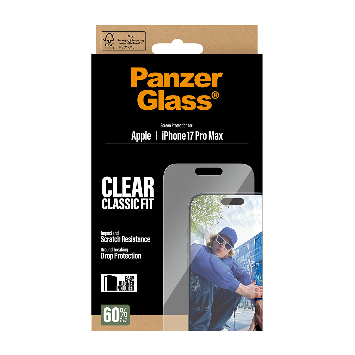 PanzerGlass Screen Protector, Classic Fit 6.9" for iPhone 17 Pro Max