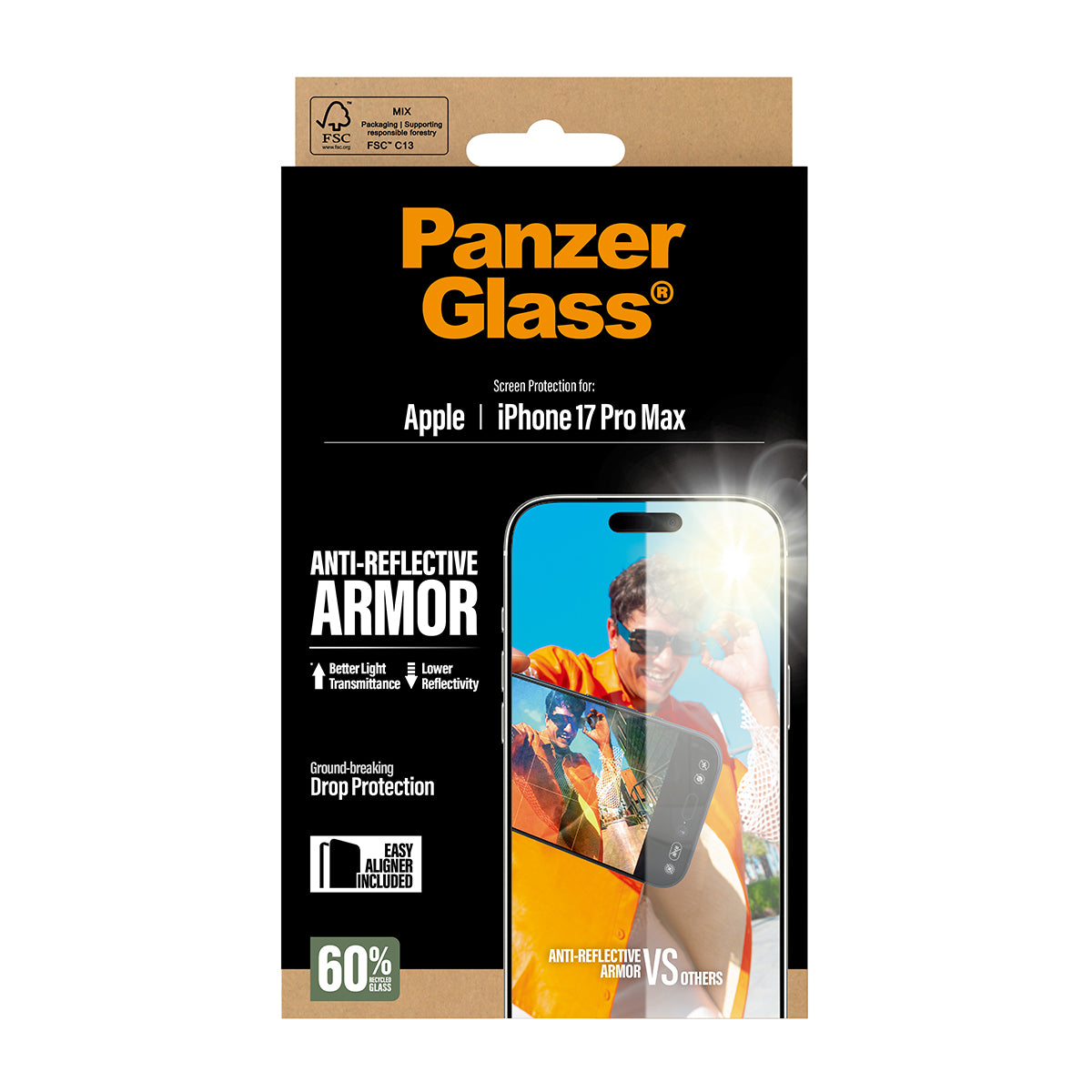 PanzerGlass Anti-Reflective Armor Screen Protector, for iPhone 17 Pro Max 6.9"