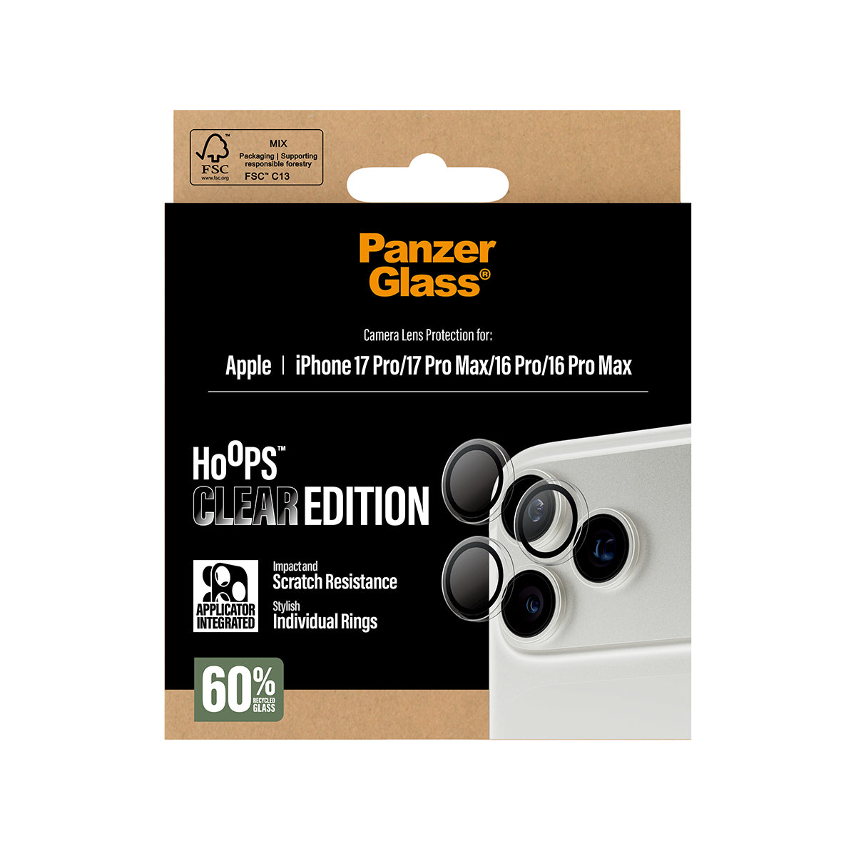 حماية عدسة كاميرا Hoops من PanzerGlass لهاتف iPhone 17 Pro / Pro Max - شفاف