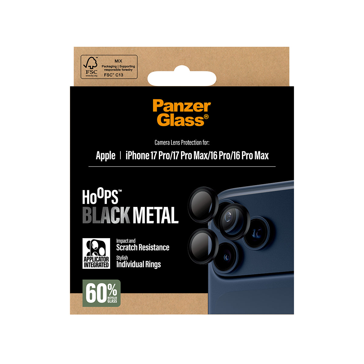 PanzerGlass Hoops Camera Lens Protector, for iPhone 17 Pro / Pro Max | Black