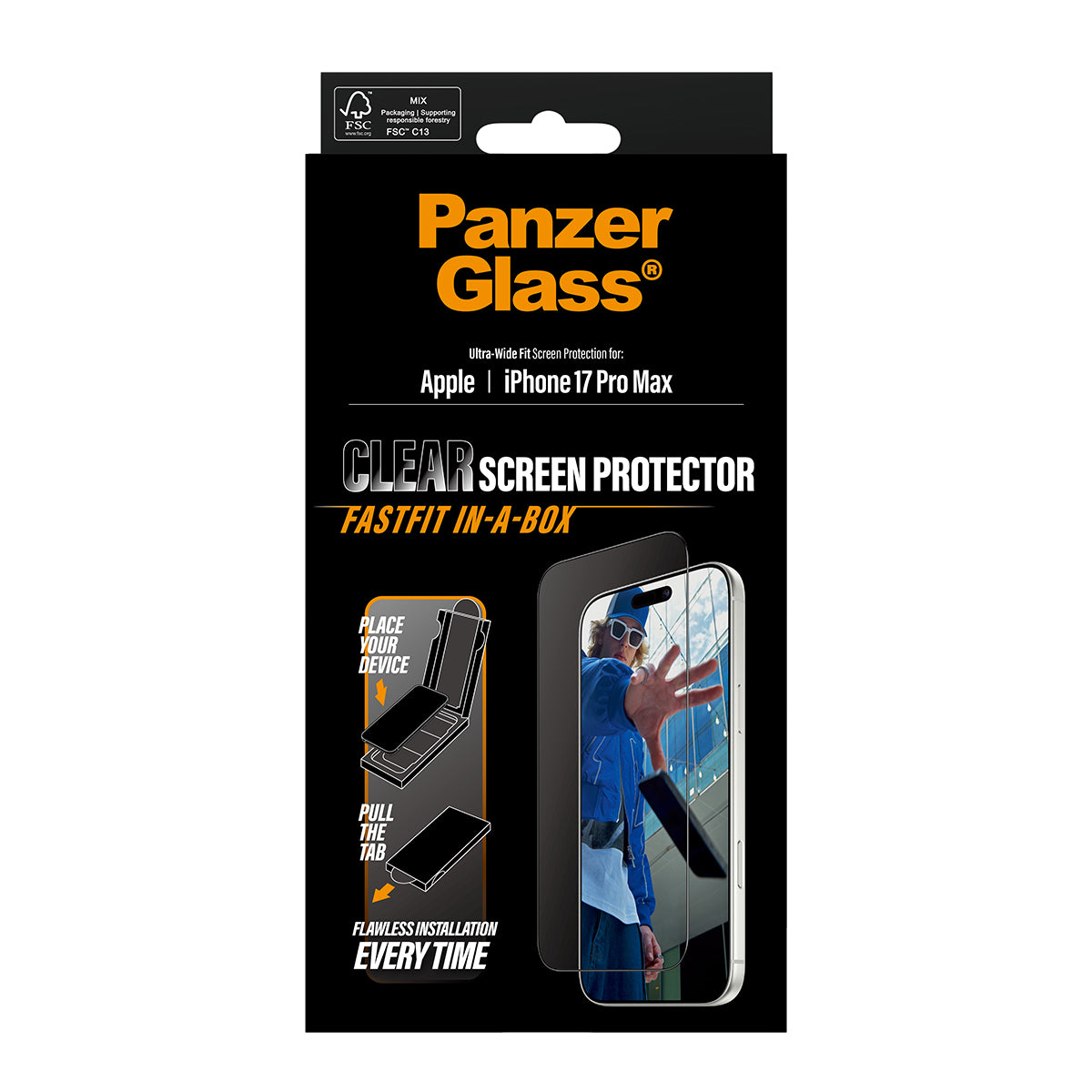 PanzerGlass Screen Protector, Ultra-Wide Fit 6.9" for iPhone 17 Pro Max