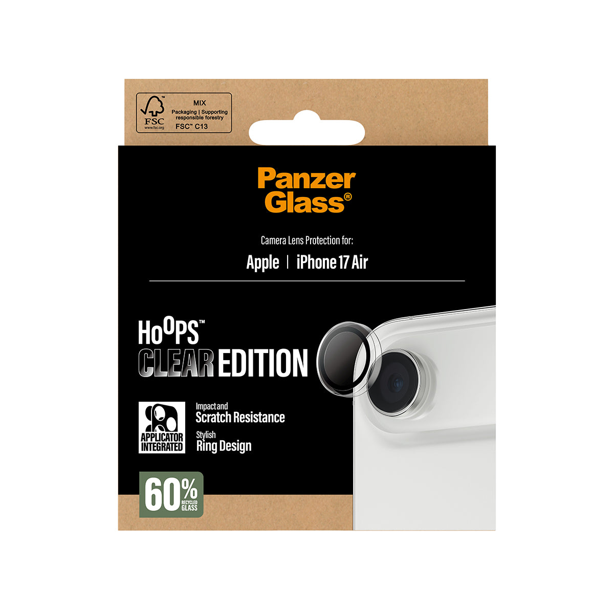 PanzerGlass Hoops Camera Lens Protector, for iPhone 17 Air 6.6" | Transparent