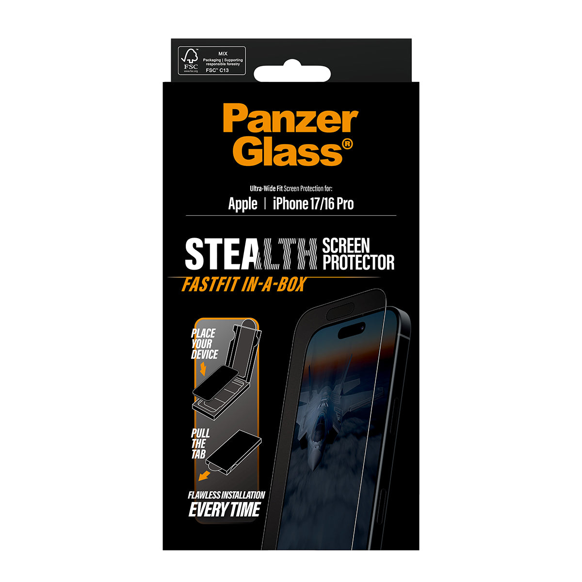 PanzerGlass Stealth Screen Protector, Ultra-Wide Fit 6.3" for iPhone 17