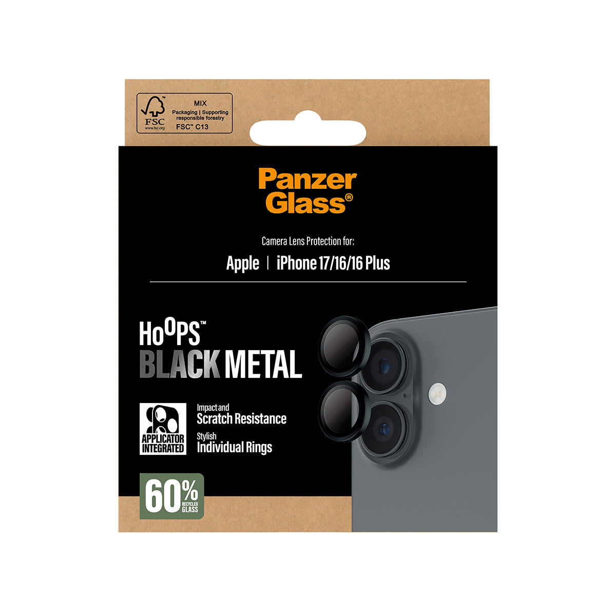 PanzerGlass Hoops Camera Lens Protector, for iPhone 17 6.3" | Black