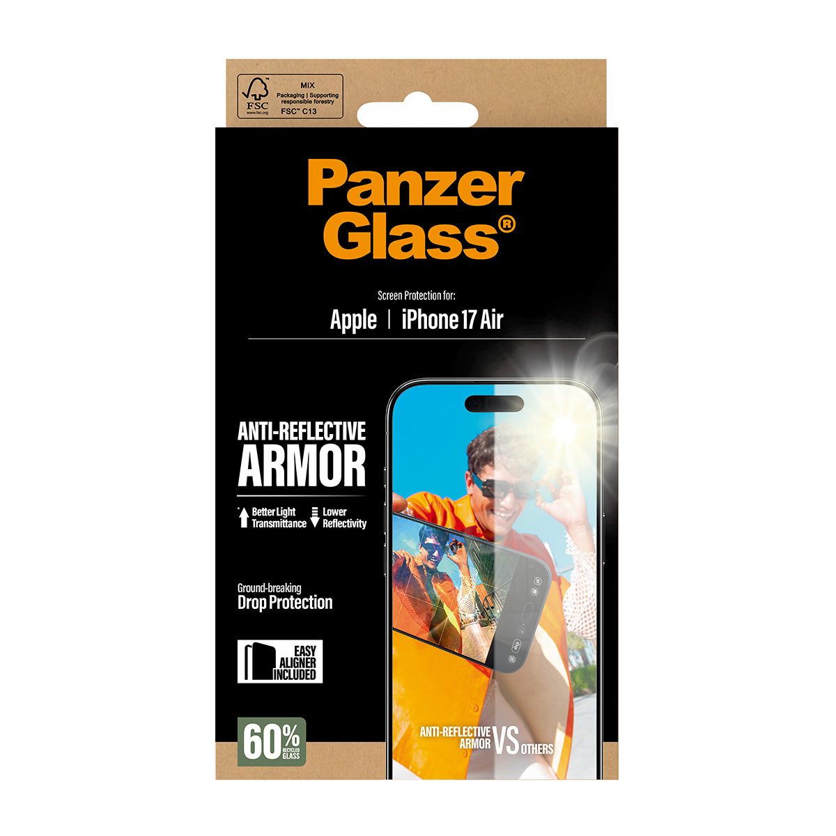 PanzerGlass Anti-Reflective Armor Screen Protector, for iPhone 17 Air 6.6"