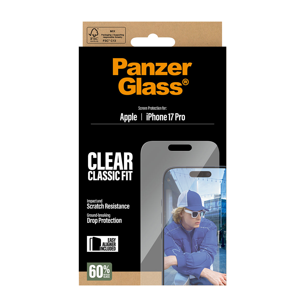 PanzerGlass Screen Protector, Classic Fit 6.3" for iPhone 17 Pro