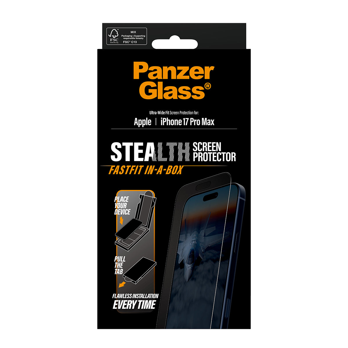 PanzerGlass Stealth Screen Protector, Ultra-Wide Fit 6.9" for iPhone 17 Pro Max