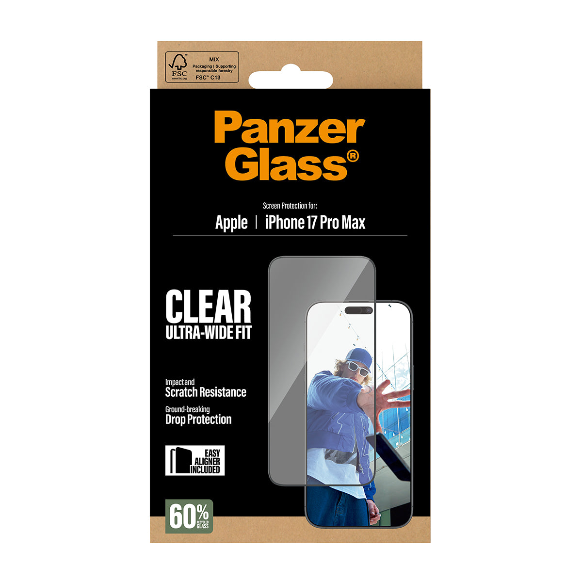 PanzerGlass Screen Protector, Ultra-Wide Fit 6.9" for iPhone 17 Pro Max