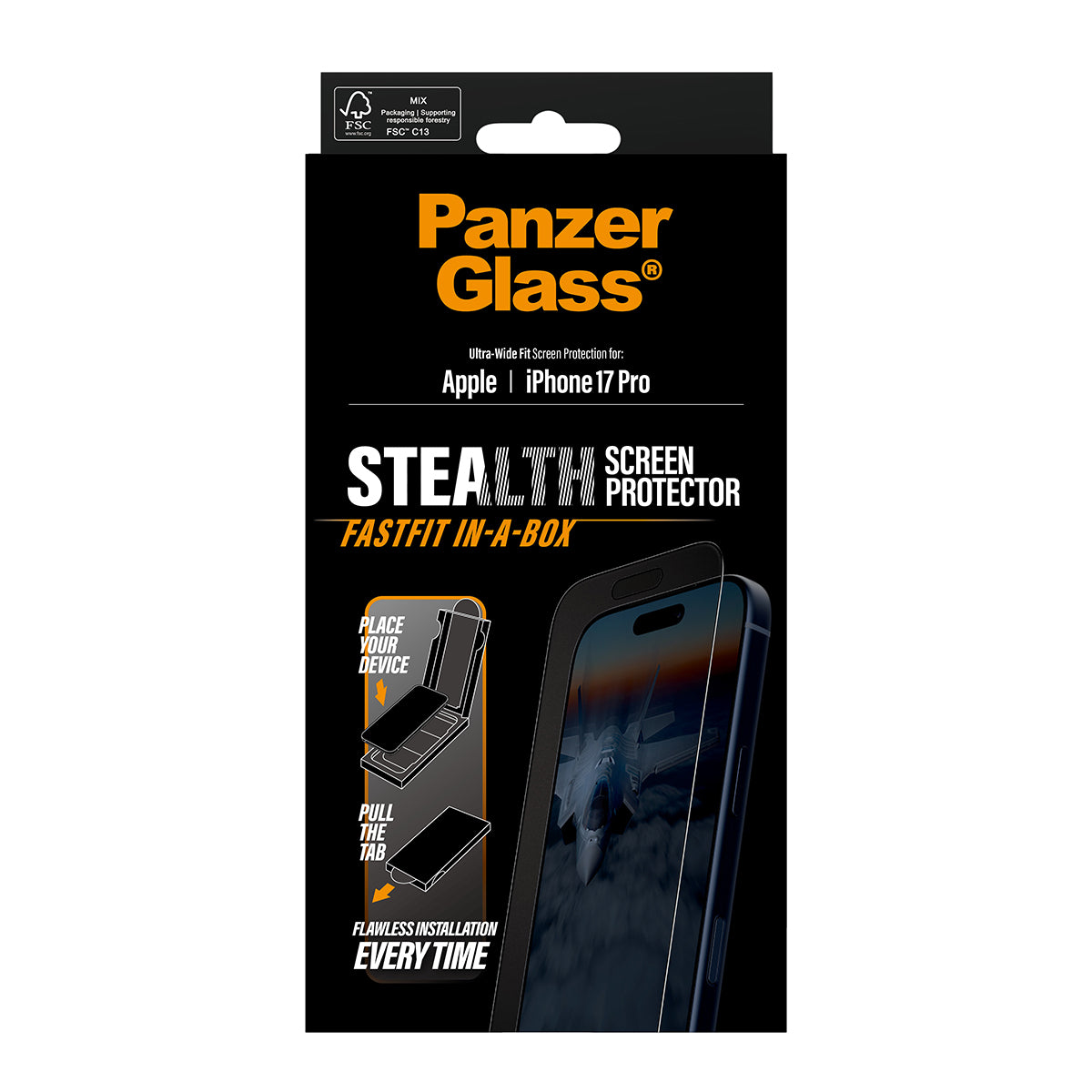 PanzerGlass Stealth Screen Protector, Ultra-Wide Fit 6.3" for iPhone 17 Pro