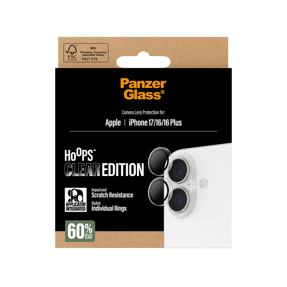 PanzerGlass Hoops Camera Lens Protector, for iPhone 17 6.3" | Transparent