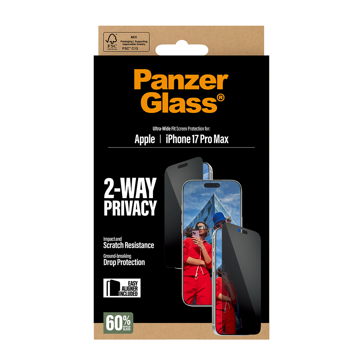 PanzerGlass Privacy Screen Protector, Ultra-Wide Fit 6.9" for iPhone 17 Pro Max