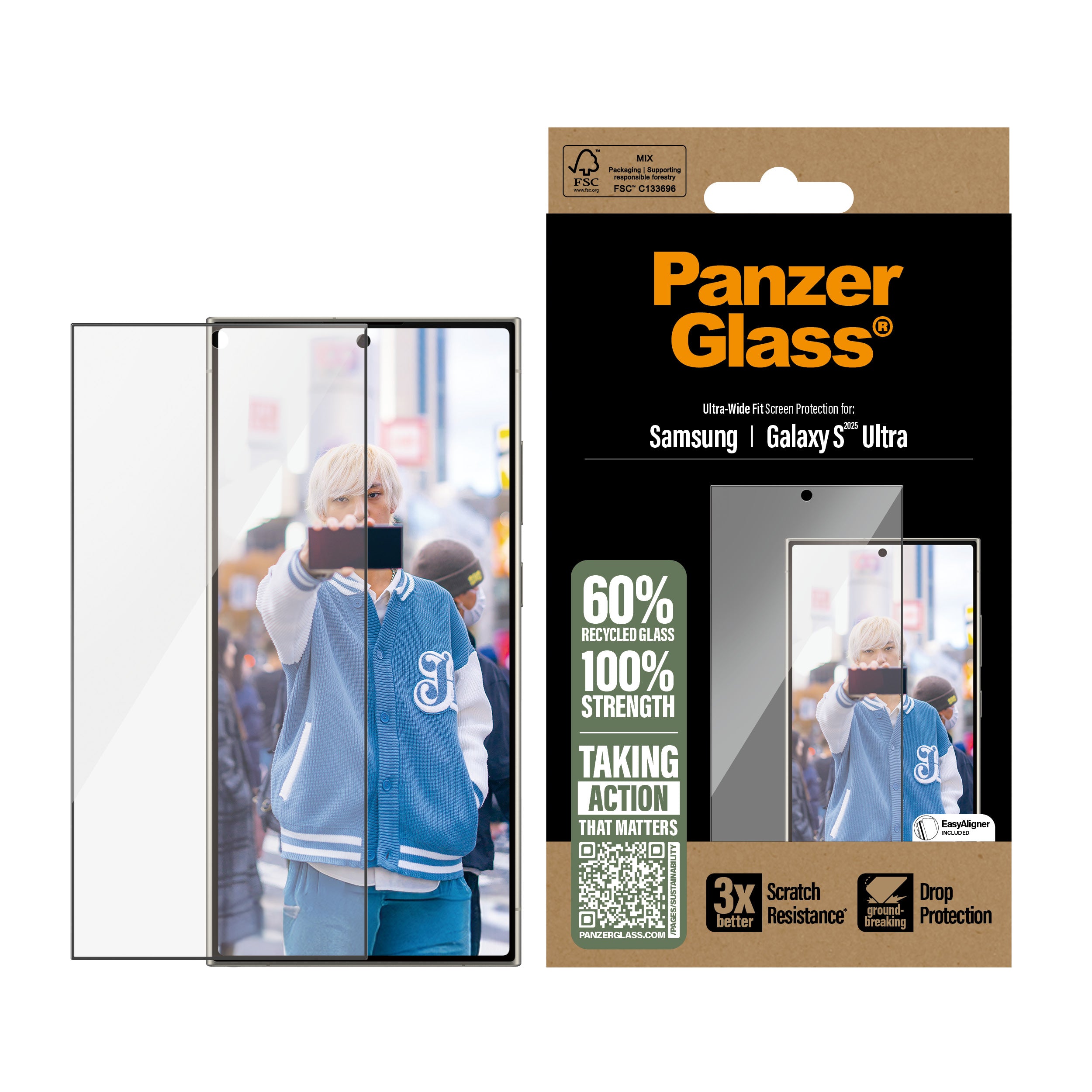 PanzerGlass Screen Protector, Ultra-Wide Fit for Galaxy S25 Ultra | Clear