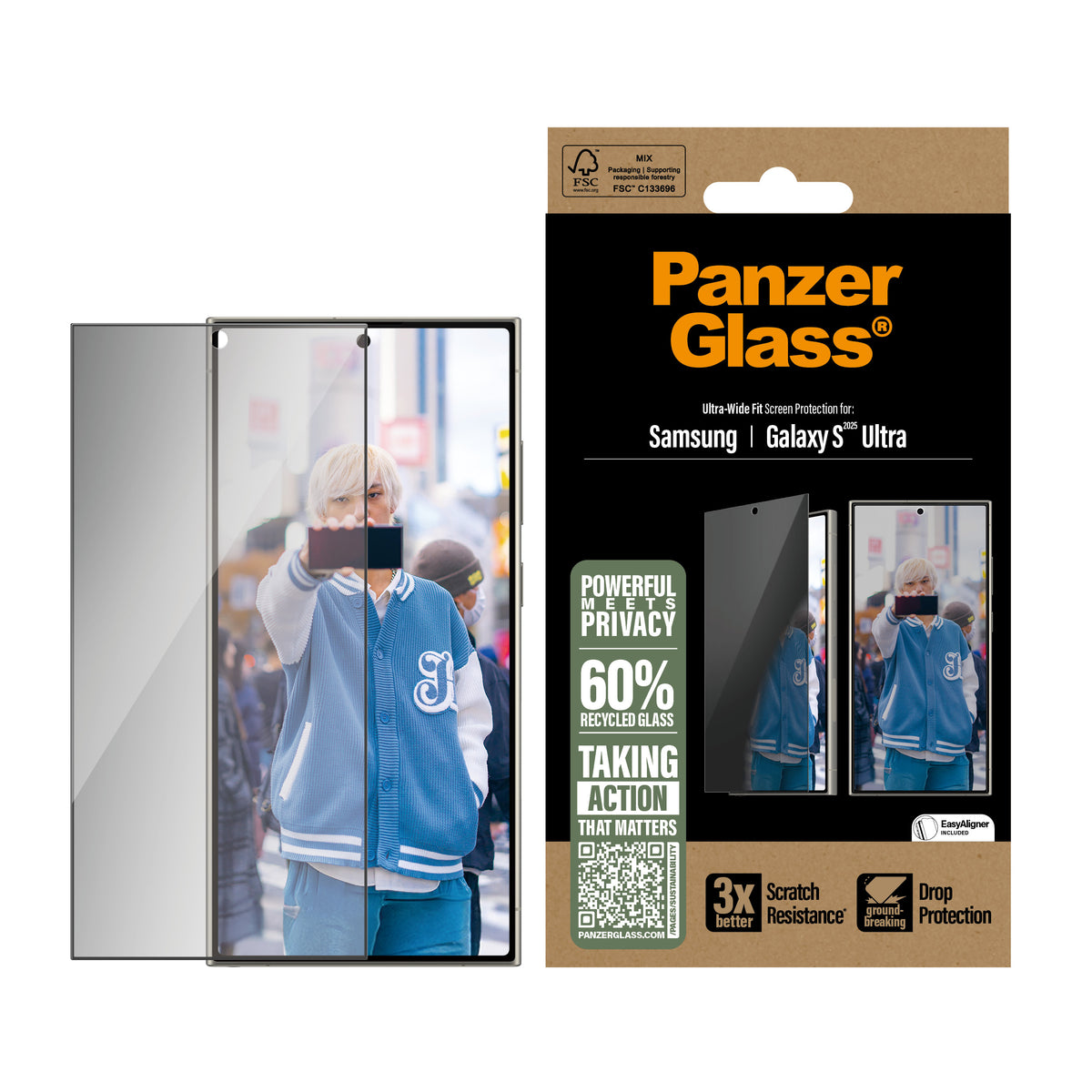 PanzerGlass Privacy Screen Protector, Ultra-Wide Fit for Galaxy S25 Ultra