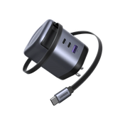 UGREEN 100W GaN Charger with Retractable USB-C Cable - Space Gray
