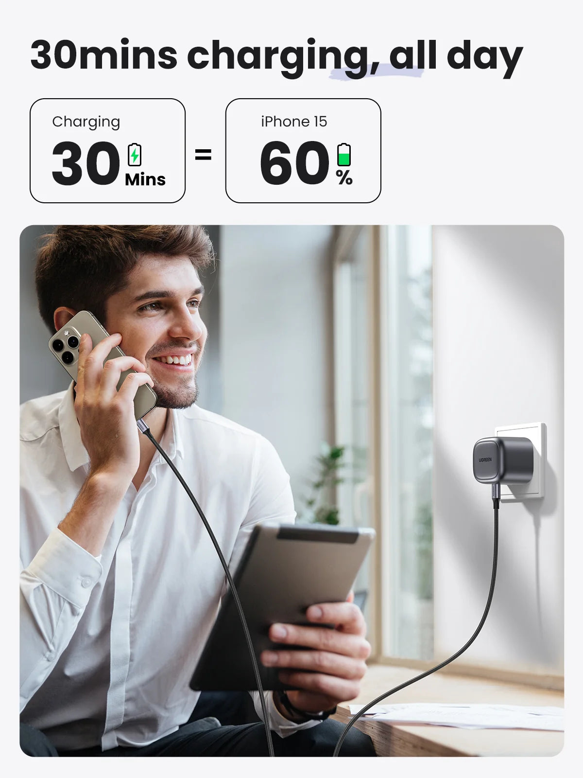 UGREEN Nexode 30W USB-C GaN Fast Charger UK - Black