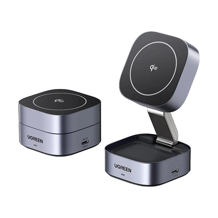 UGREEN MagFlow 2-in-1 Magnetic Wireless Charger 15W - Space Grey