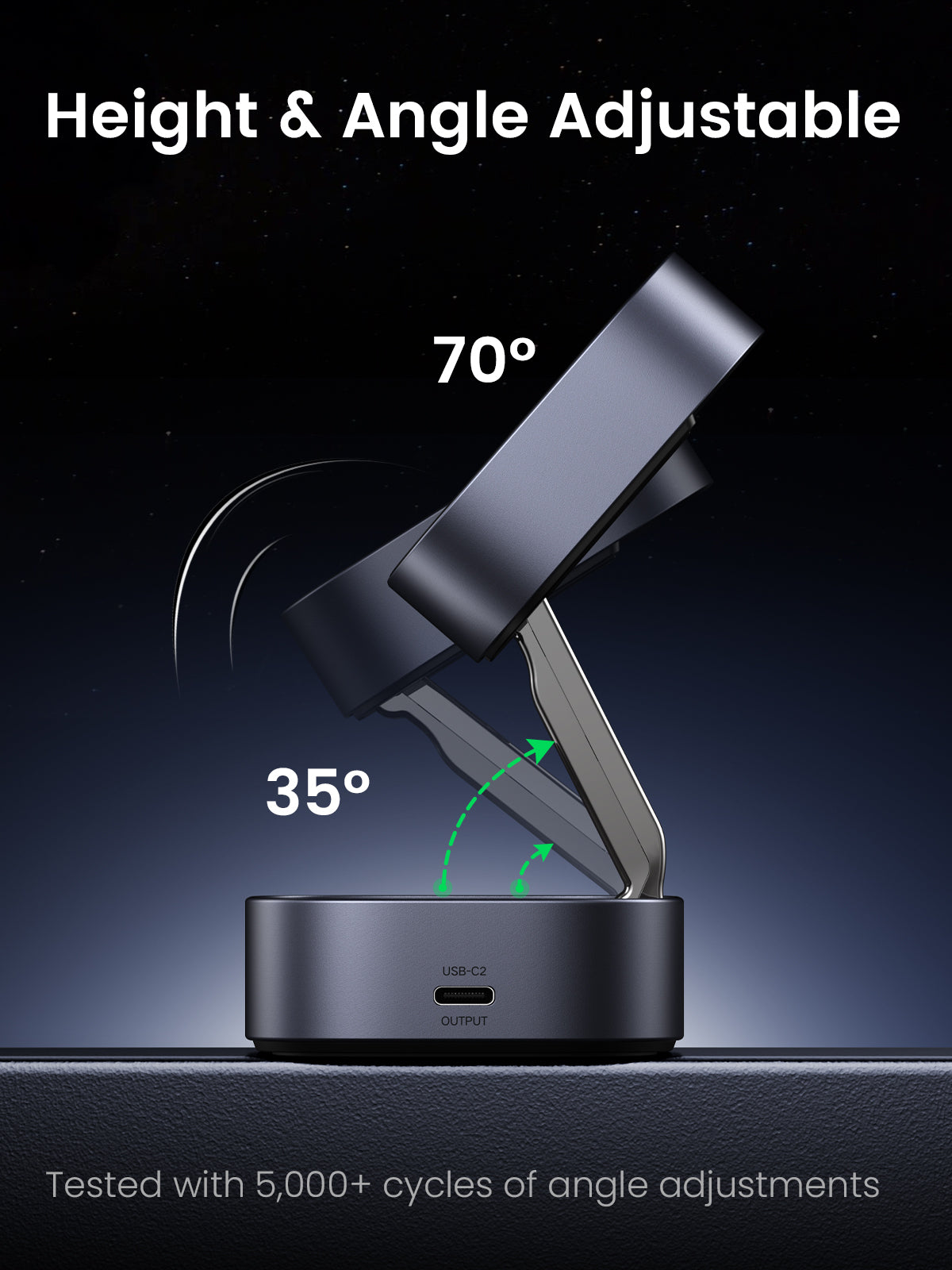 UGREEN 2-in-1 Magnetic Wireless Charger35278 7.5W (Space Grey) product image 6