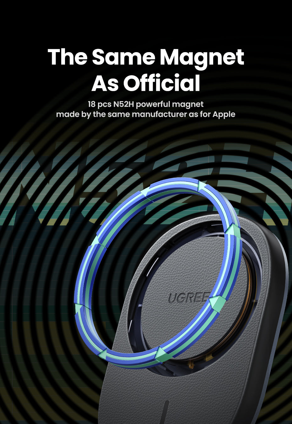 UGREEN Magnetic Car Wireless Charger 15W (Black) product image 5