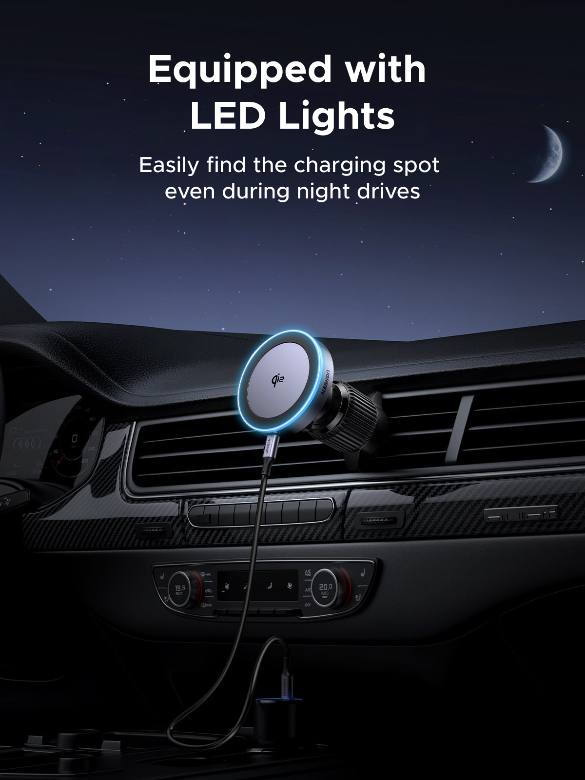 UGREEN Magnetic Car Wireless Charger 15W gray+ black product image 10