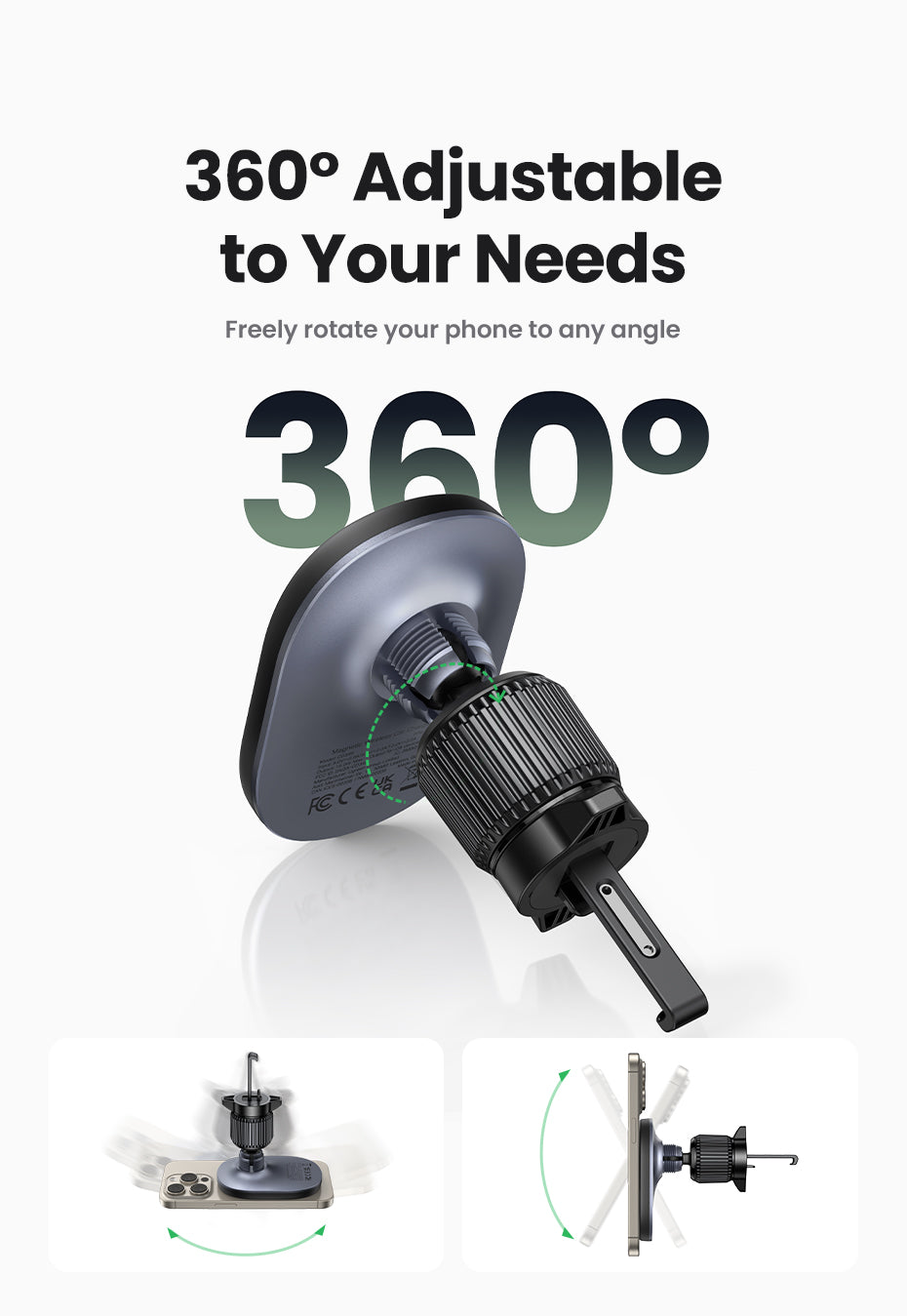 UGREEN Magnetic Car Wireless Charger 15W (Black) product image 8