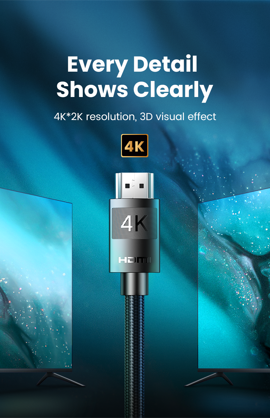 UGREEN 4K HDMI Cable Male to Male Braided 2m black product image 8