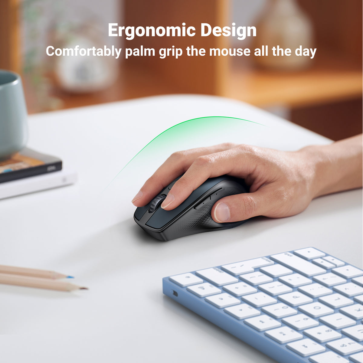 UGREEN Ergonomic Wireless Mouse (Blue) product image 5