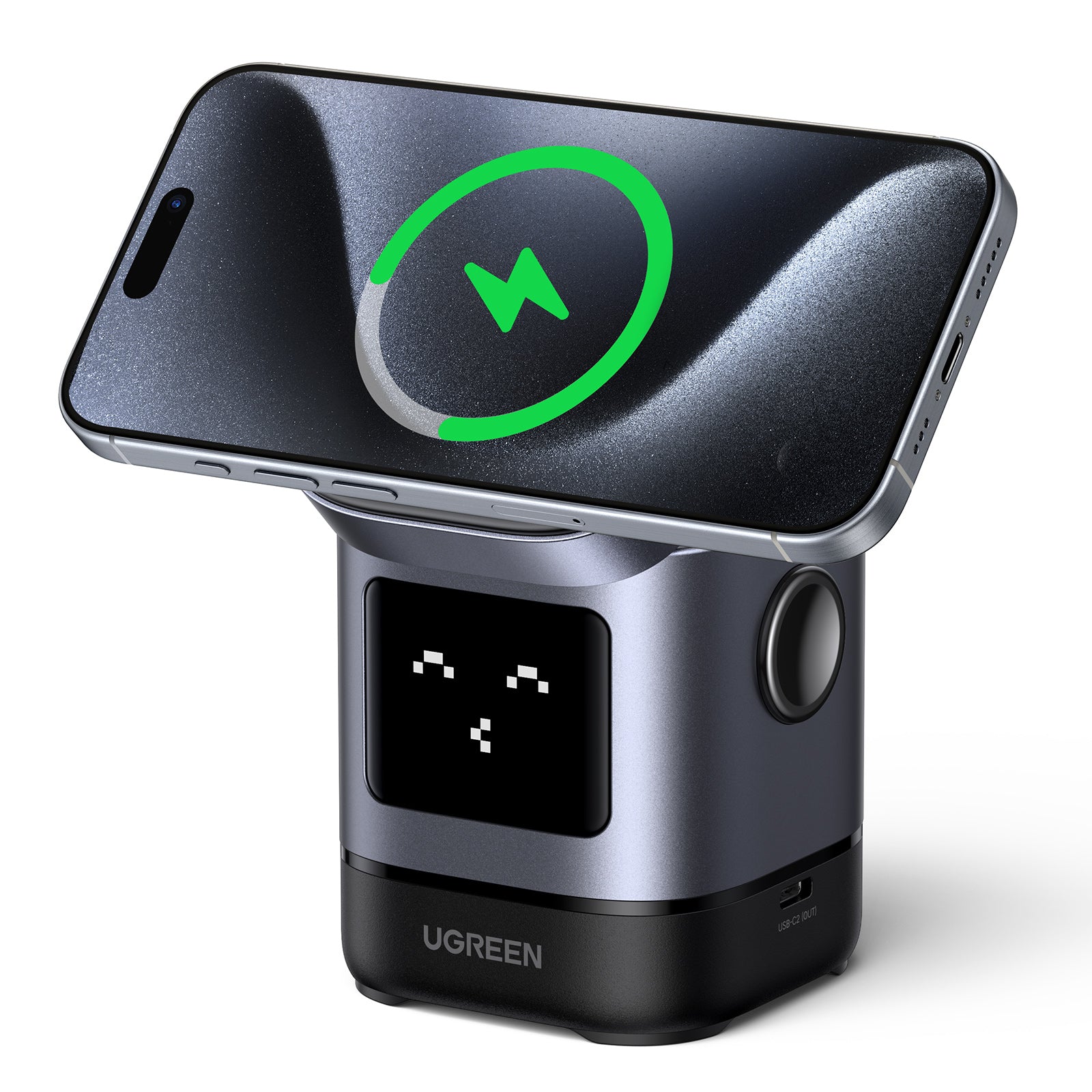 UGREEN Uno 2-in-1 Magnetic Wireless Charger 20w (Space Grey) product image 4