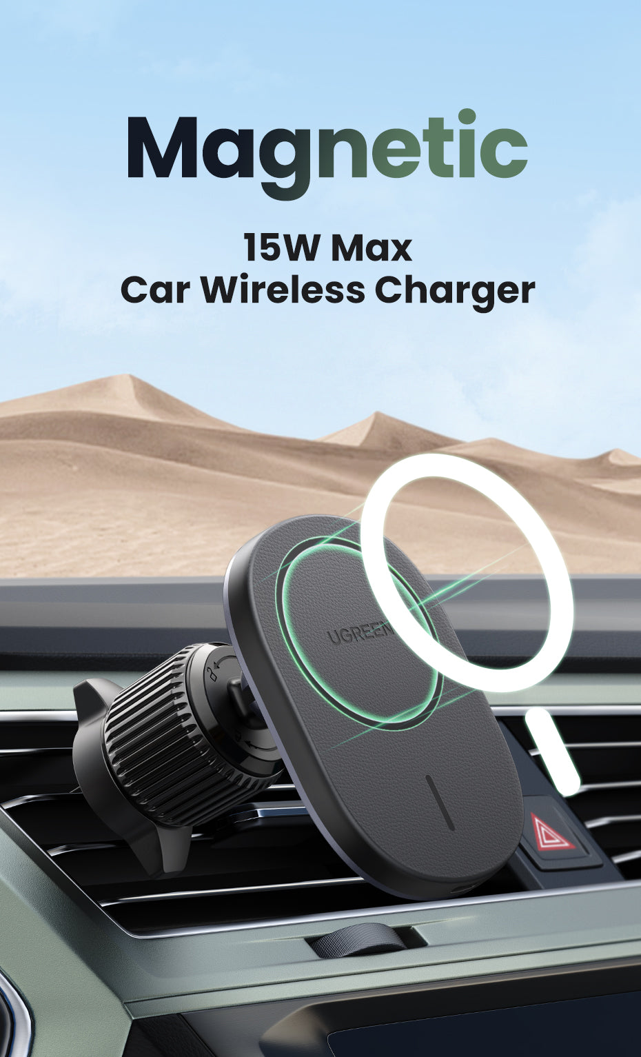 UGREEN Magnetic Car Wireless Charger 15W (Black) product image 4