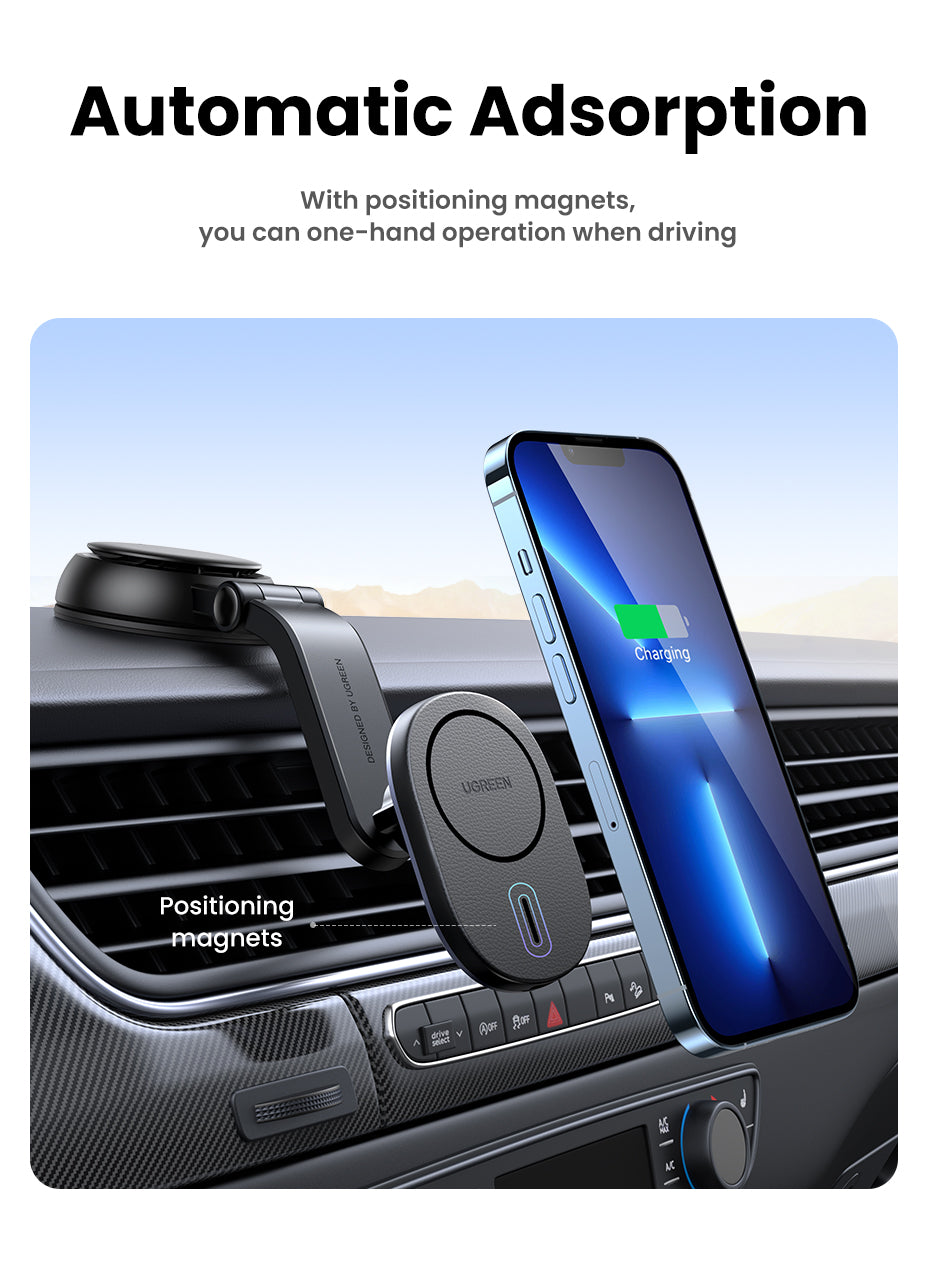 UGREEN Magnetic Car Wireless Charger 15W CD345 (Black) product image 3