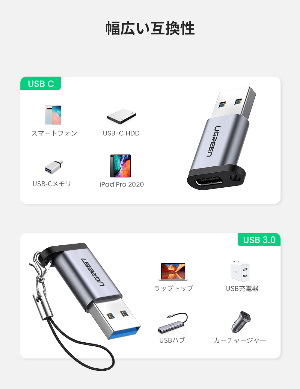 UGREEN USB-A 3.0 to USB-C Adapter (Gray) product image 6