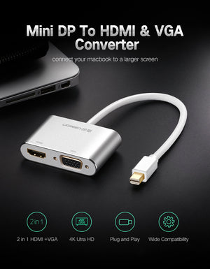 UGREEN Mini DP to HDMI + VGA Converter (Silver) product image 8