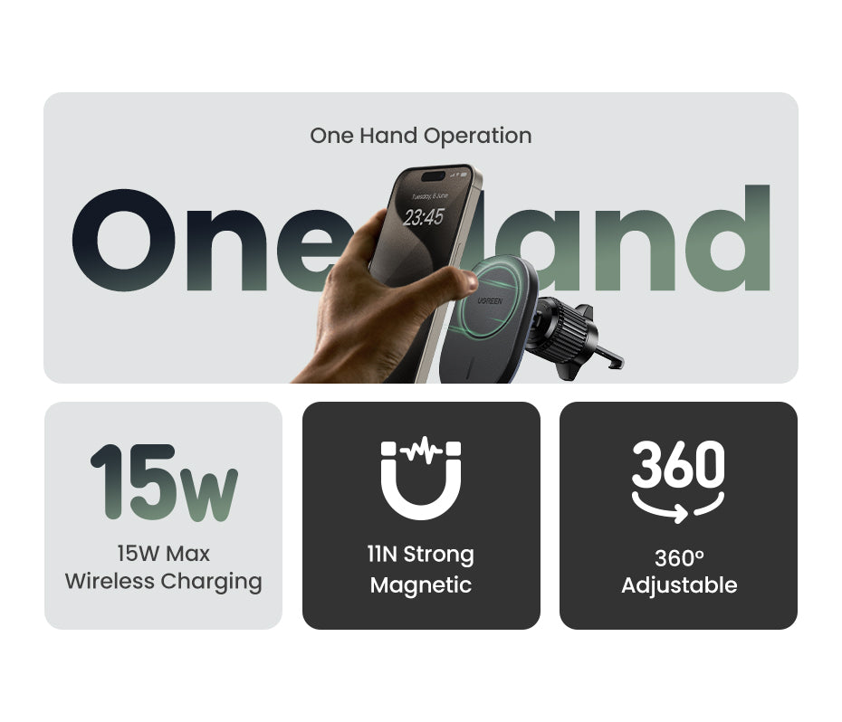 UGREEN Magnetic Car Wireless Charger 15W (Black) product image 6