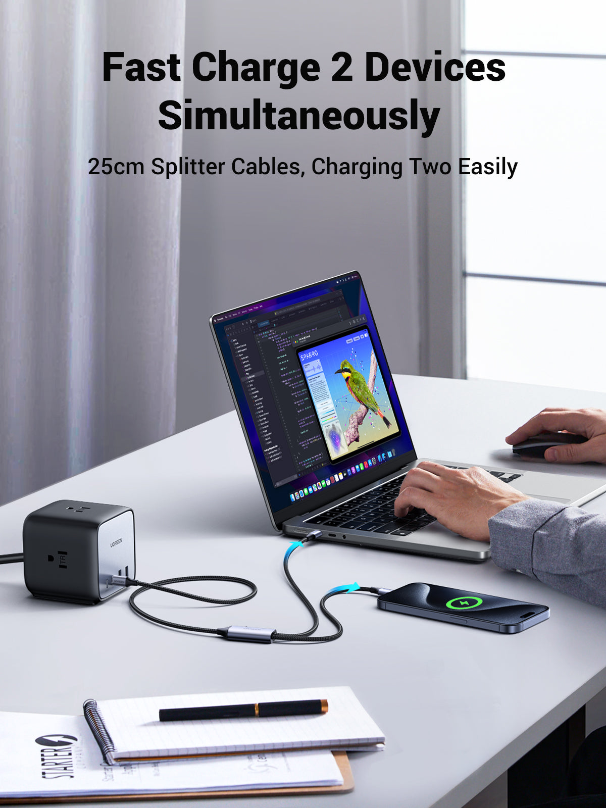 UGREEN 2-in-1 Universal PD Fast Charging Cable 5A Max 100W max black product image 5