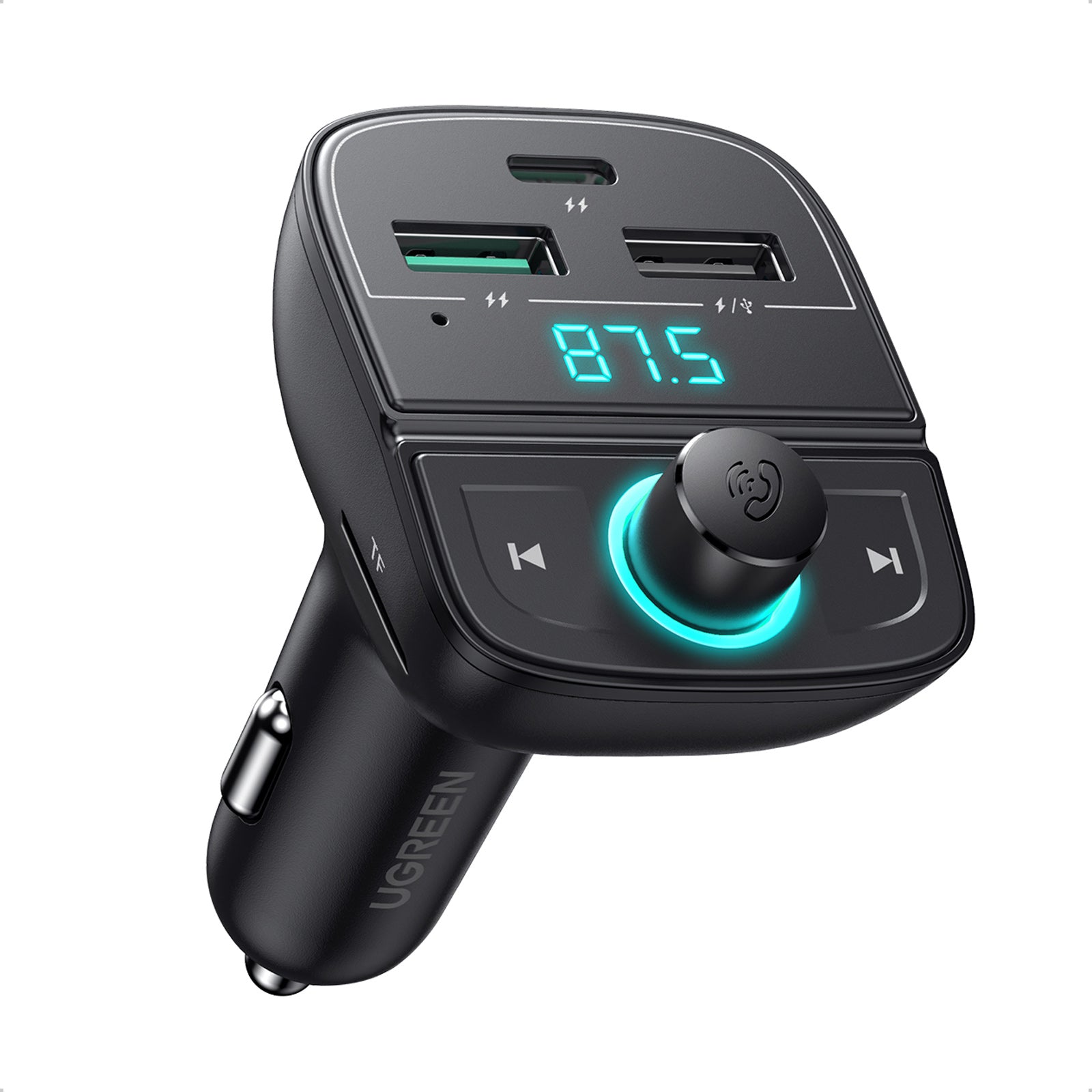UGREEN Bluetooth Car Charger 3-Port (5.0+PD+QC3.0+USB Flash Drive+TF) (Black) product image 1