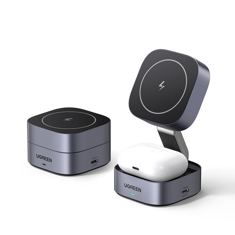 UGREEN 2-in-1 Magnetic Wireless Charger35278 7.5W (Space Grey) product image 1