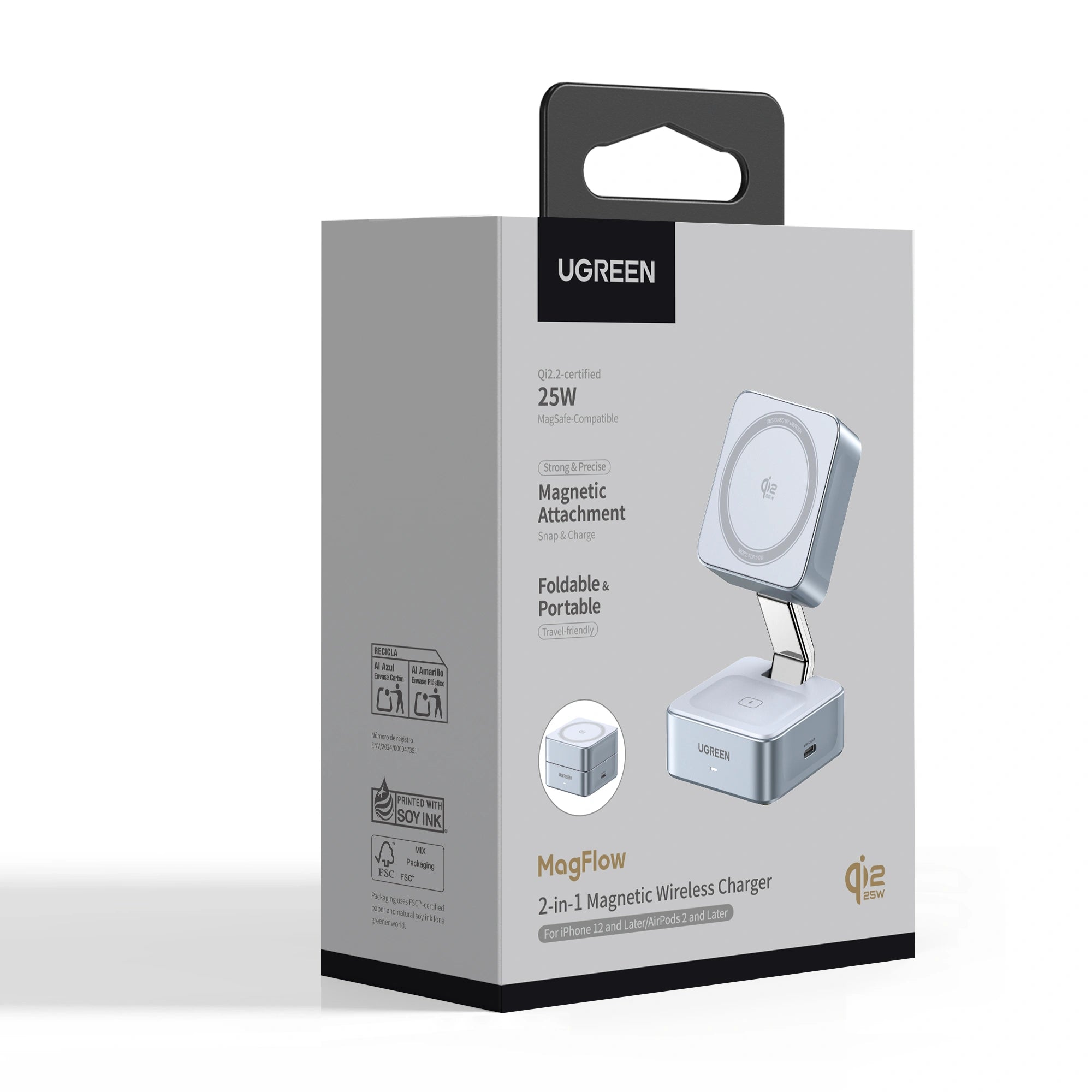 UGREEN 2-in-1 Magnetic Wireless Charger 55960B W752 product image 1