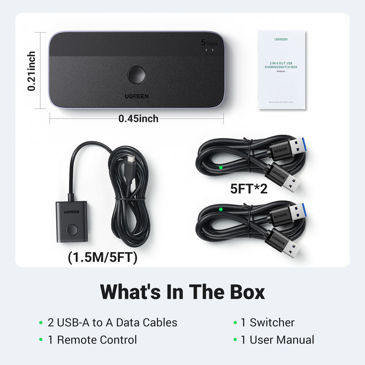UGREEN USB 3.0 Sharing Switch 2 In 4 Out Black product image 5