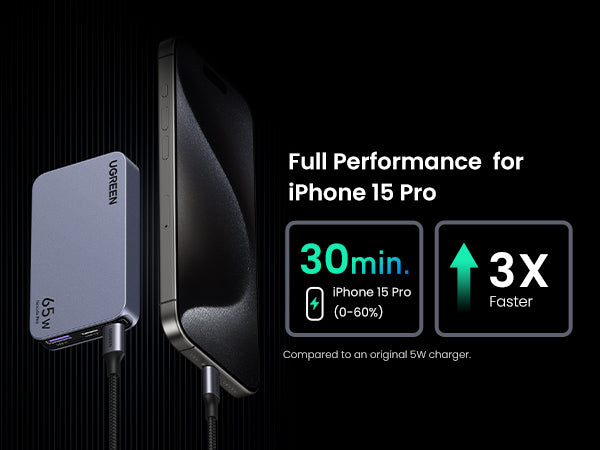 UGREEN Nexode Pro 65W 3-Port GaN Ultra-Slim Fast Charger 25356 Black product image 9