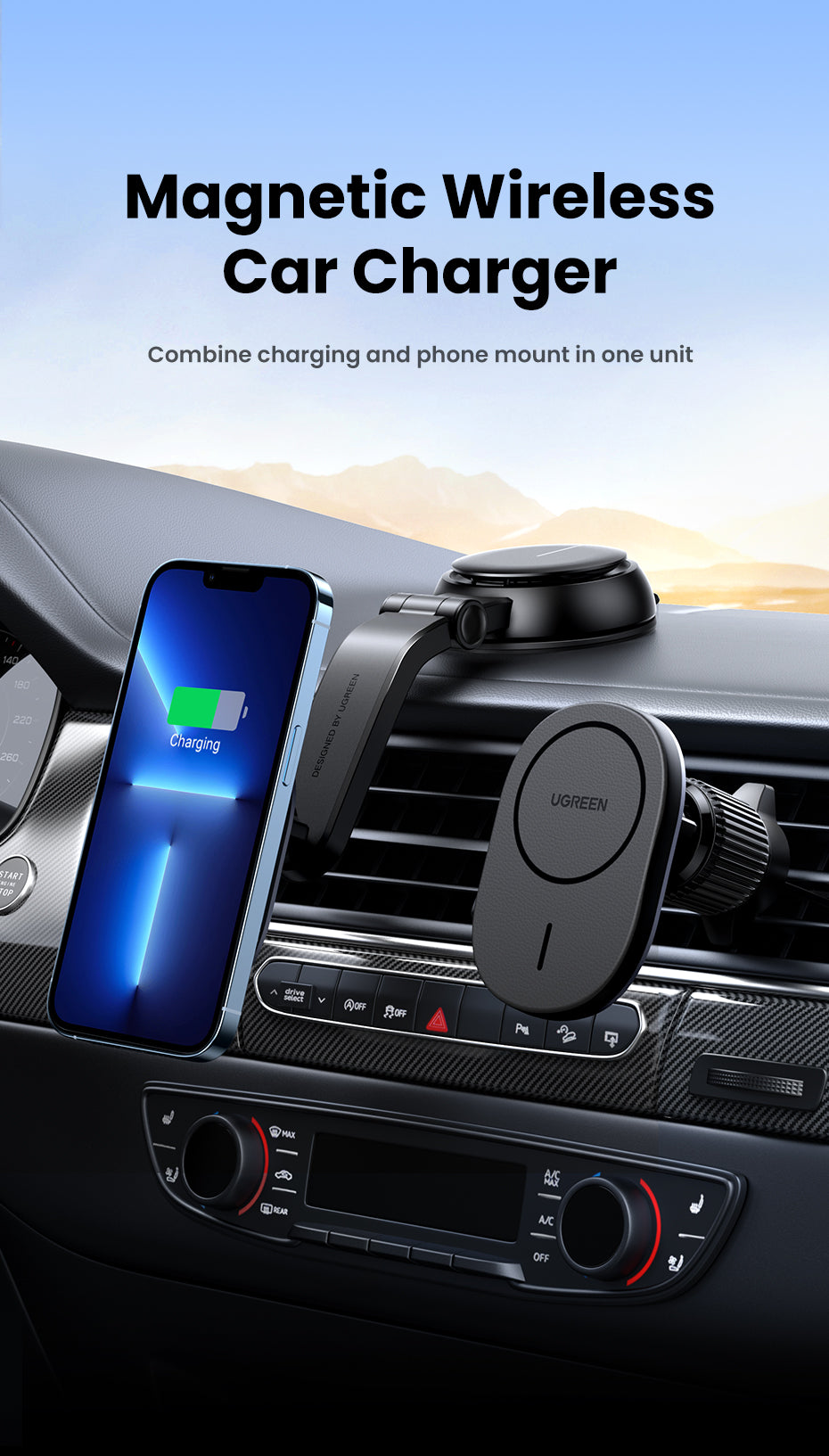 UGREEN Magnetic Car Wireless Charger 15W CD345 (Black) product image 10