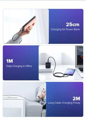 UGREEN USB-A 2.0 to USB-C Cable Nickel Plating Aluminum Braid 1.5m (Black) 18W product image 4