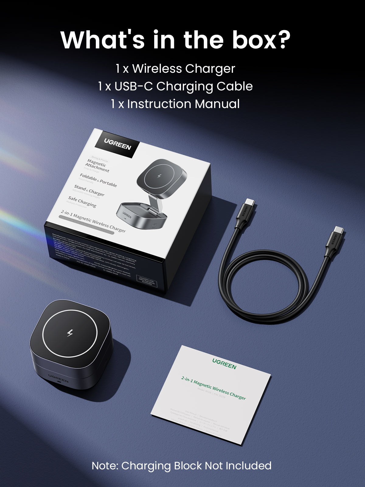 UGREEN 2-in-1 Magnetic Wireless Charger35278 7.5W (Space Grey) product image 2