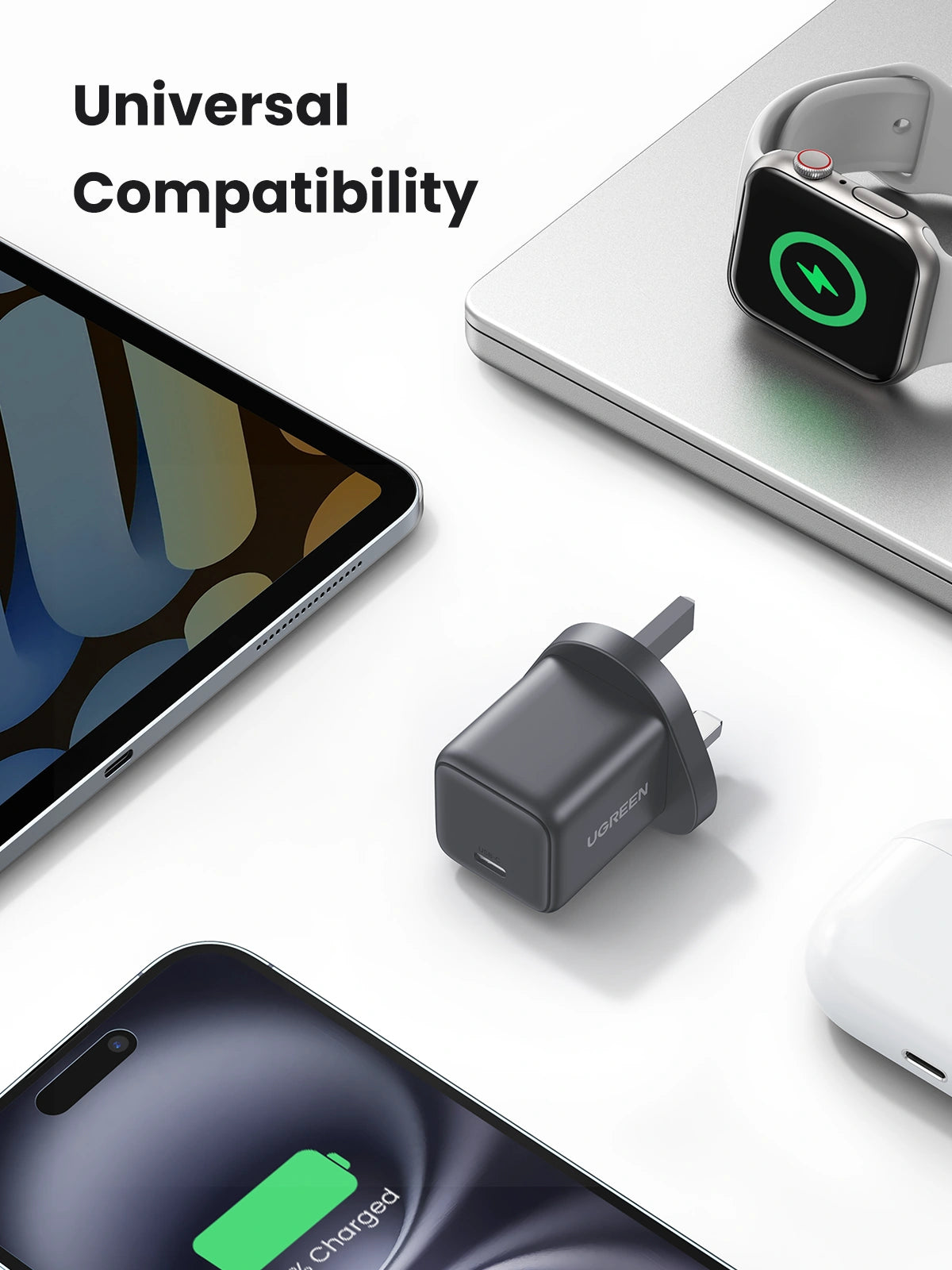 UGREEN 30W One Port USB-C GaN Fast Charger UK Space Grey product image 2