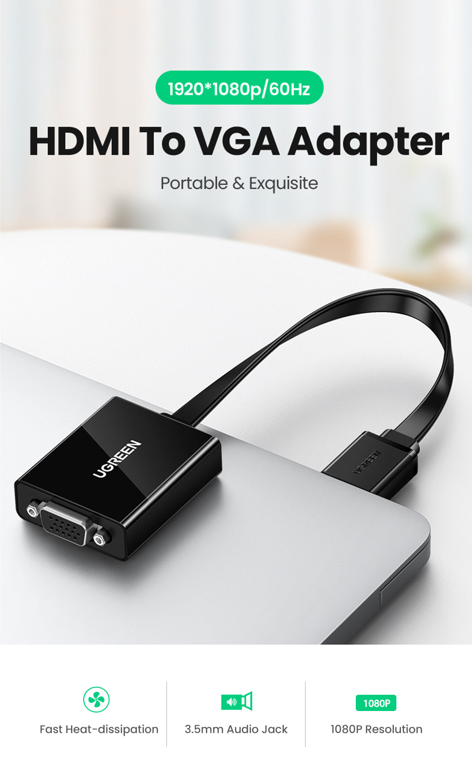 UGREEN HDMI to VGA Converter 25cm (Black) product image 11