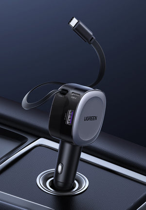 UGREEN 75W Fast Car Charger with Retractable Cable Type C (Space Grey) product image 6